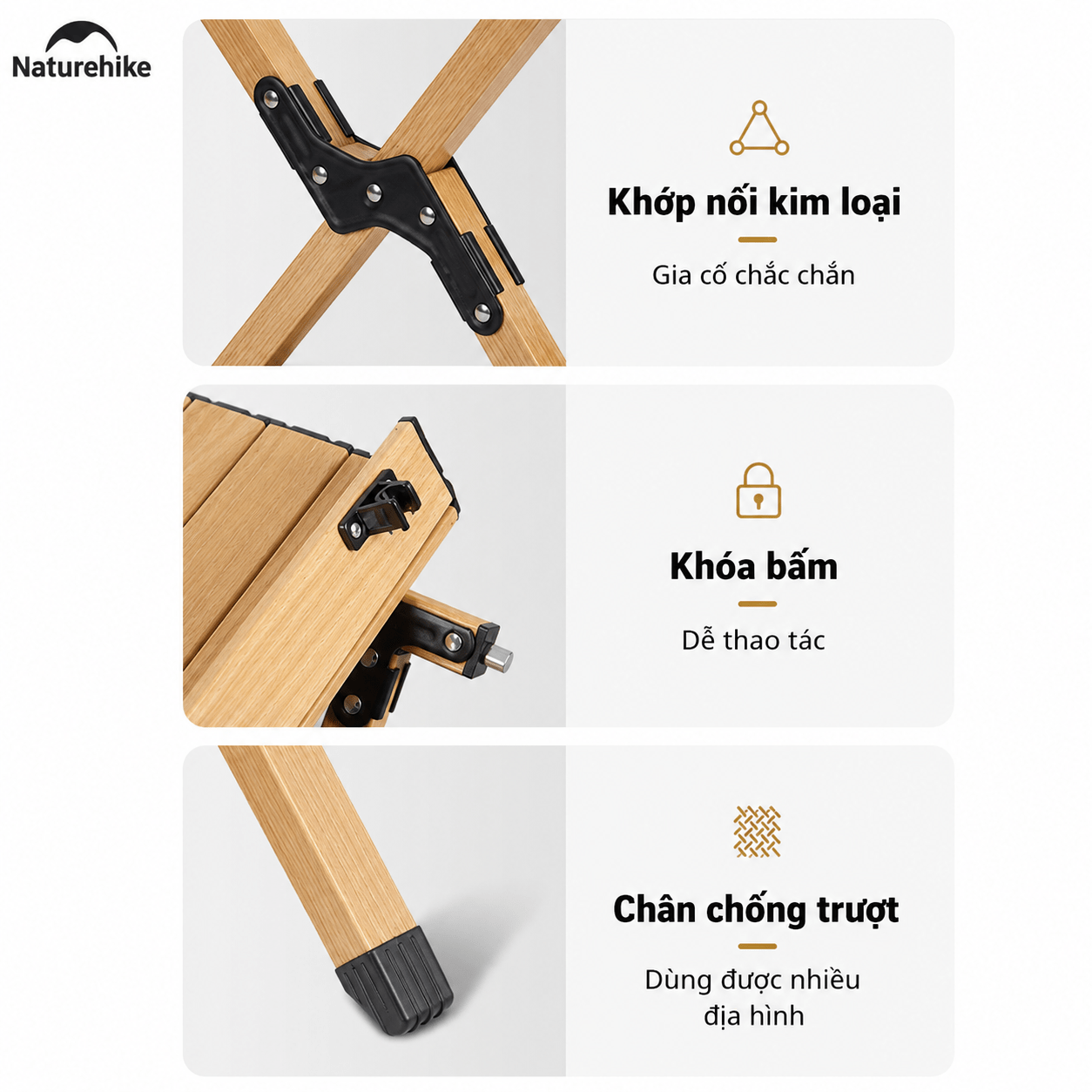 Bàn Hợp Kim Nhôm Gấp Gọn Naturehike CNK2300JU010 Mặt Cuộn – Bàn Camping Dã Ngoại Siêu Nhẹ