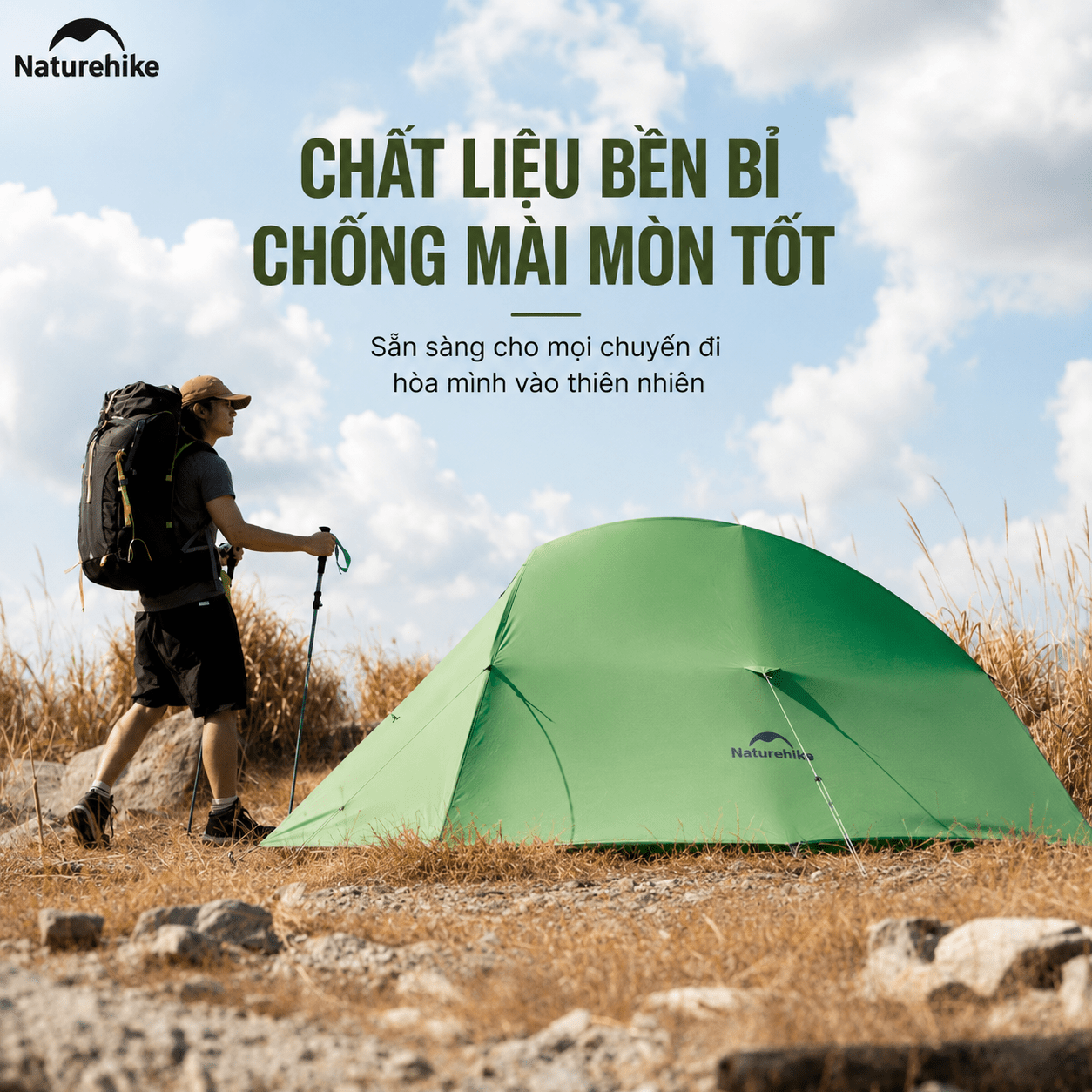 Naturehike CNK2450WS03 - Lều Cắm Trại Siêu Nhẹ 1.9kg dùng cho 2-3 người, Lều Dã Ngoại 2 Lớp Chống Mưa Gió Cloud Up Base 2-3-Person Ultralight Backpacking Tent