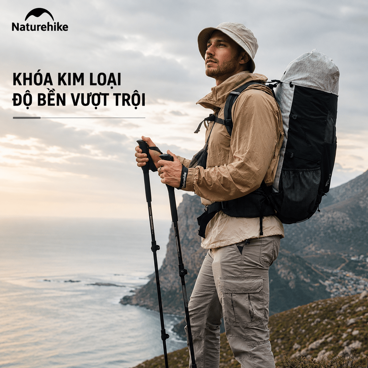 Gậy Leo Núi Naturehike ST03 Nhôm 7075 Siêu Nhẹ Gấp Gọn Chống Trượt Gậy Trekking Dã Ngoại NH17D017-D