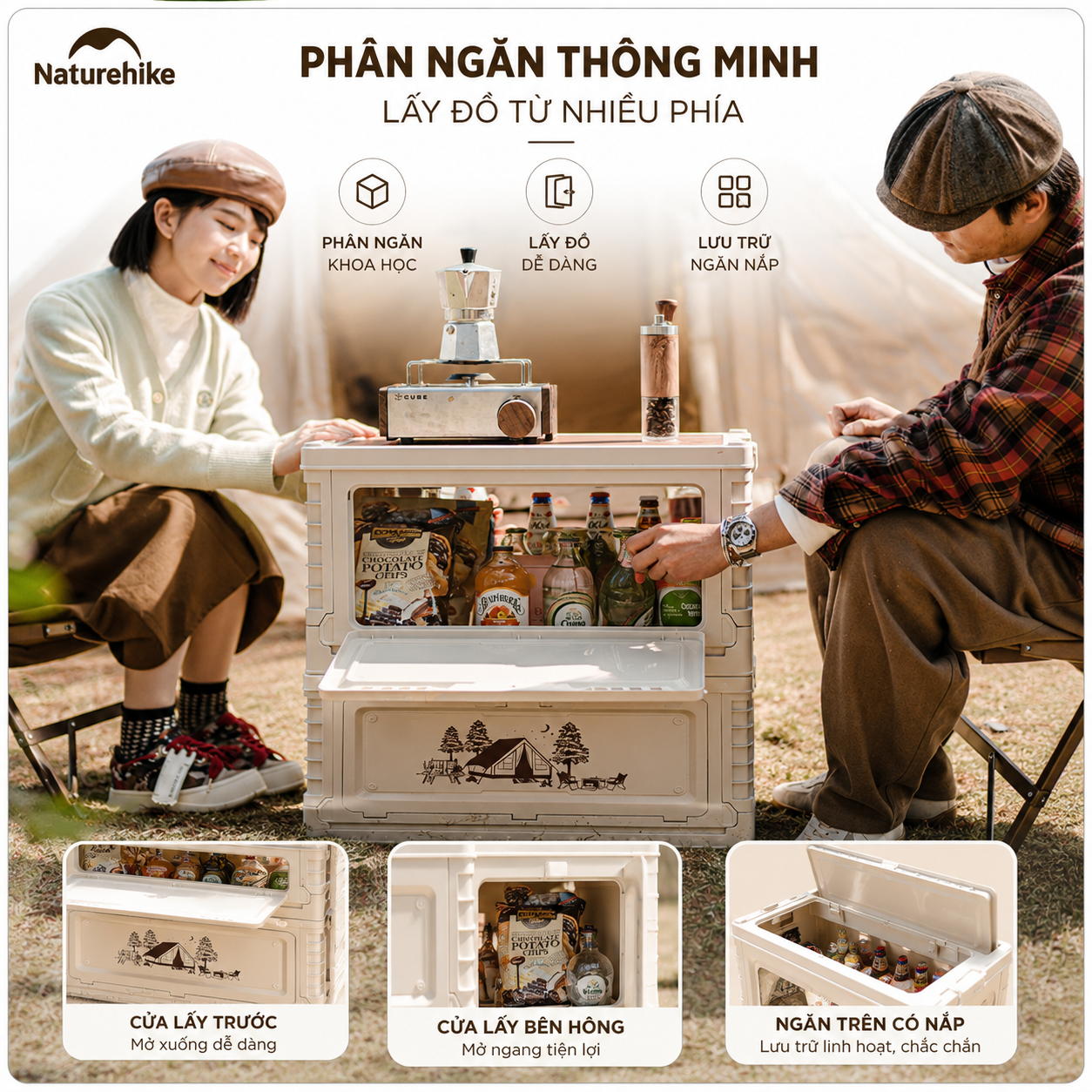 Thùng Nhựa Xếp Gọn Naturehike CNH22SN019 25L 50L Có/Không Ngăn Phụ - Thùng Đựng Đồ Camping Gấp Gọn
