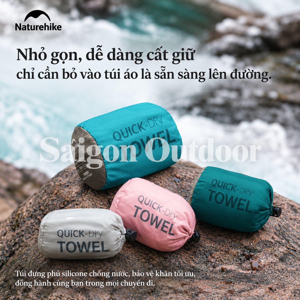 Khăn Tắm Thể Thao Naturehike Microfiber Nhanh Khô Siêu Nhẹ Khăn Du Lịch Camping NH19Y001-J, NH19Y002