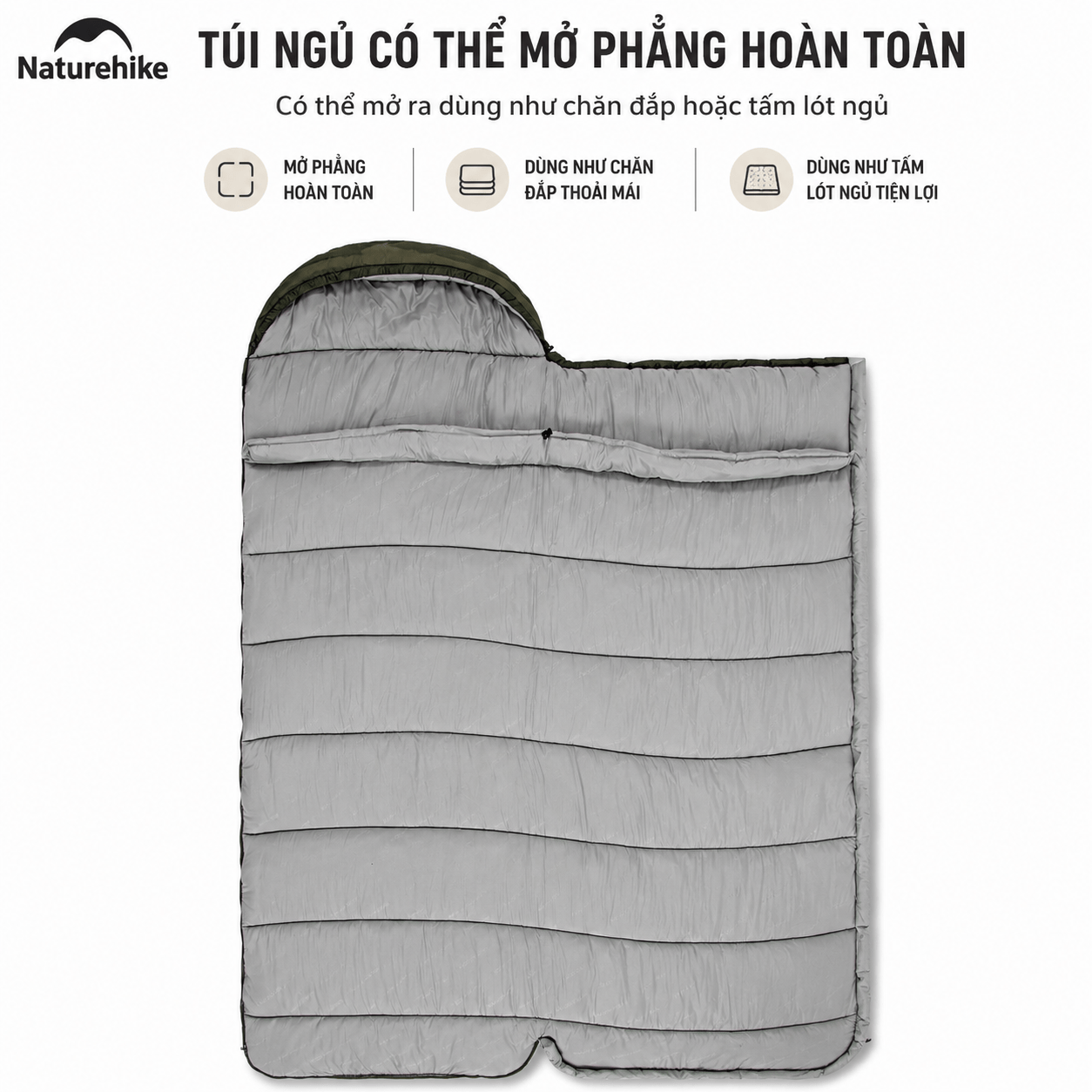 Túi Ngủ Naturehike NH20MSD07 Có Mũ Giữ Nhiệt Tốt - Túi Ngủ Dã Ngoại, Leo Núi, Chống Lạnh Cao Cấp