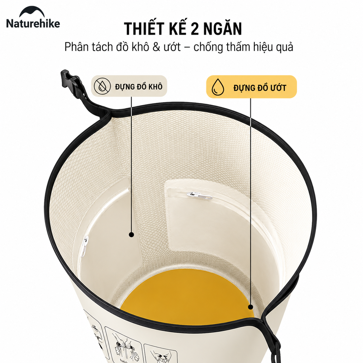 Túi chống nước NATUREHIKE CNK2300BS017 giúp bảo quản đồ dùng khô ráo khi du lịch