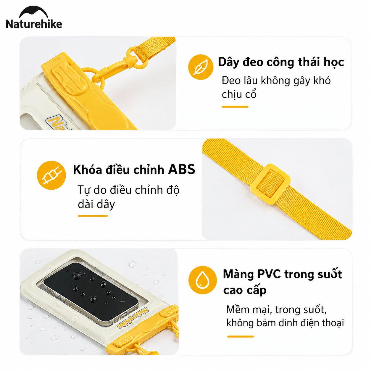 Túi chống nước bảo vệ điện thoại NATUREHIKE CNK2300BS015 – Dùng khi đi mưa, đi biển, du lịch