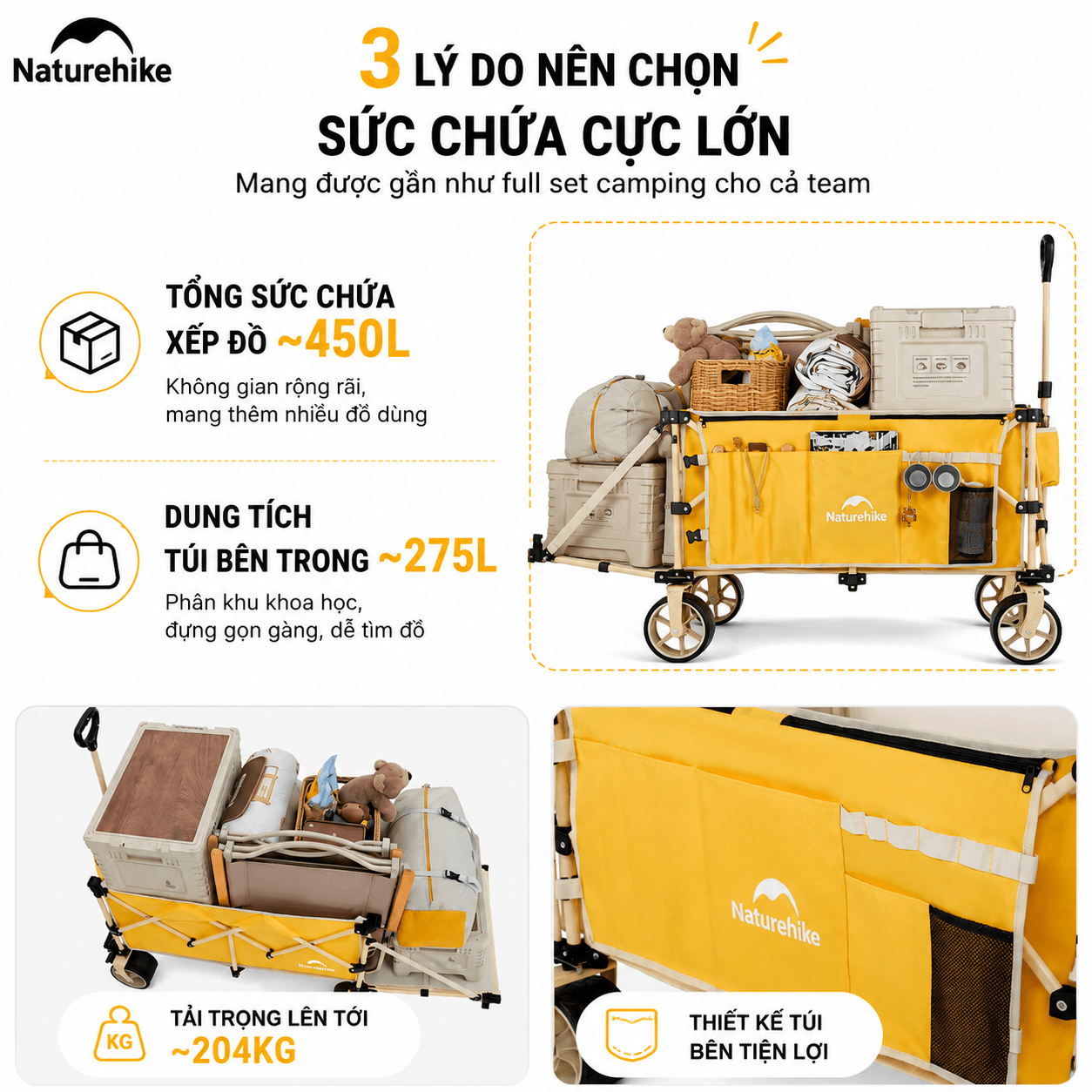 Xe Kéo Gấp Gọn Đa Năng Naturehike Camping Wagon CNK2450JJ017