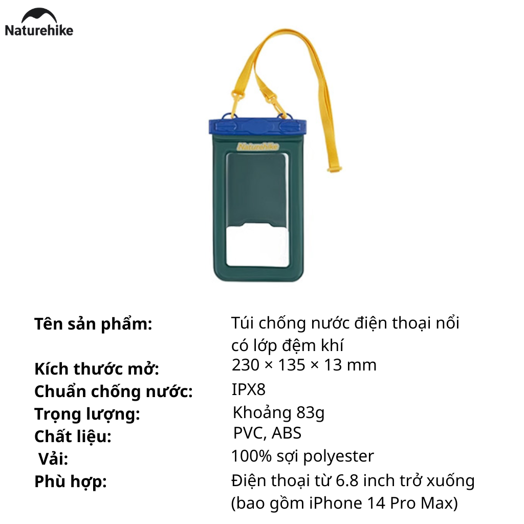 Túi chống nước bảo vệ điện thoại NATUREHIKE CNK2300BS015  – Dùng khi đi mưa, đi biển, du lịch