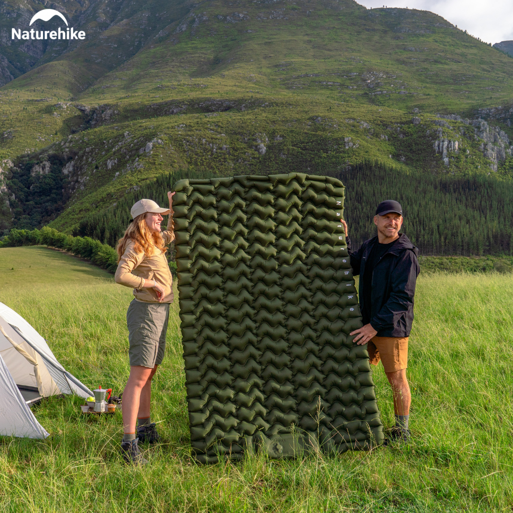 Đệm Hơi Đôi Naturehike CNK2550WS019 Đạp Chân 200x125cm Nệm Hơi Camping Gấp Gọn Có Gối Tích Hợp