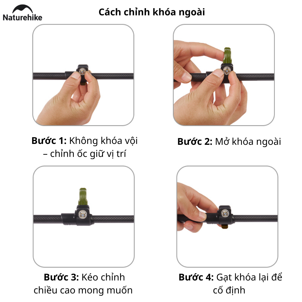 Gậy Leo Núi Naturehike CNK2300DS010 Carbon 3K Siêu Nhẹ – Gậy Trekking Gấp Gọn Điều Chỉnh Chiều Cao