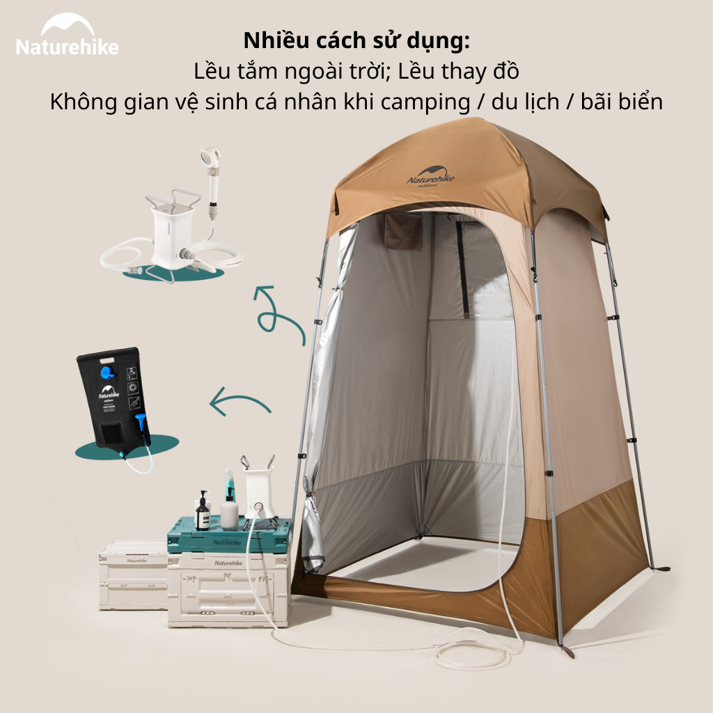 Lều Tắm Naturehike Outdoor Di Động NH21ZP005 Lều Thay Đồ Camping Chống Nước Có Móc Treo Túi Tắm