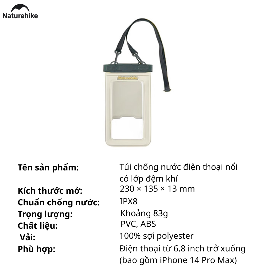 Túi chống nước bảo vệ điện thoại NATUREHIKE CNK2300BS015  – Dùng khi đi mưa, đi biển, du lịch