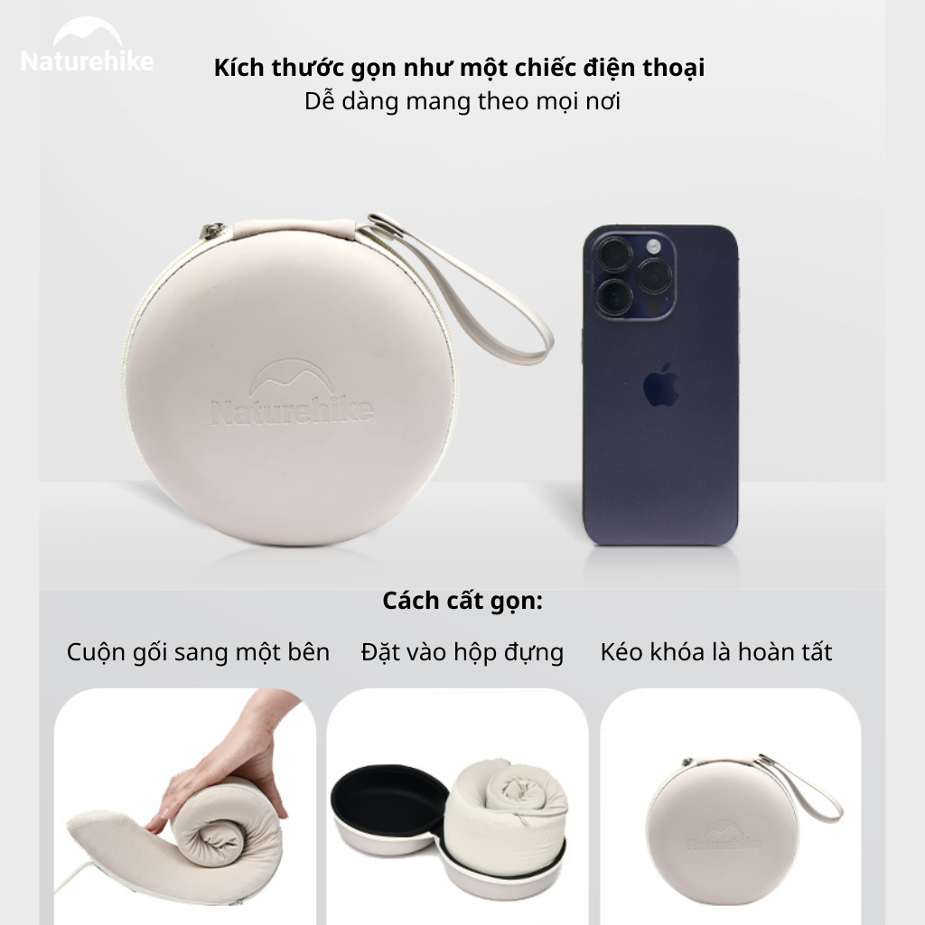 Gối Kê Cổ Chữ U CNK2450WS019 Naturehike Memory Foam Du Lịch Văn Phòng Ô Tô Gấp Gọn Có Hộp Đựng