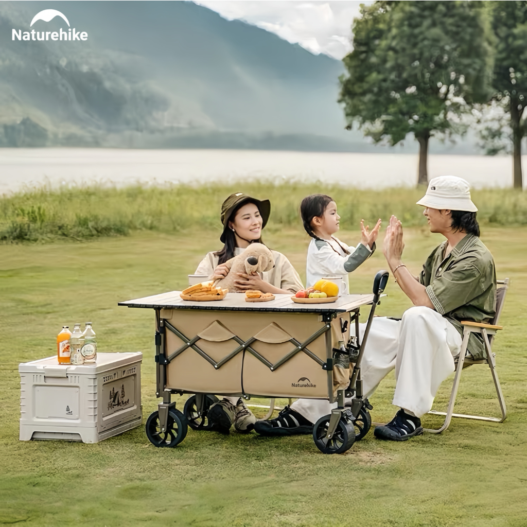 Xe Kéo Gấp Gọn CNK2350JJ012 Naturehike - Xe Đẩy Camping Dã Ngoại Có Phanh, Gấp Gọn, Mở Rộng Đuôi Xe
