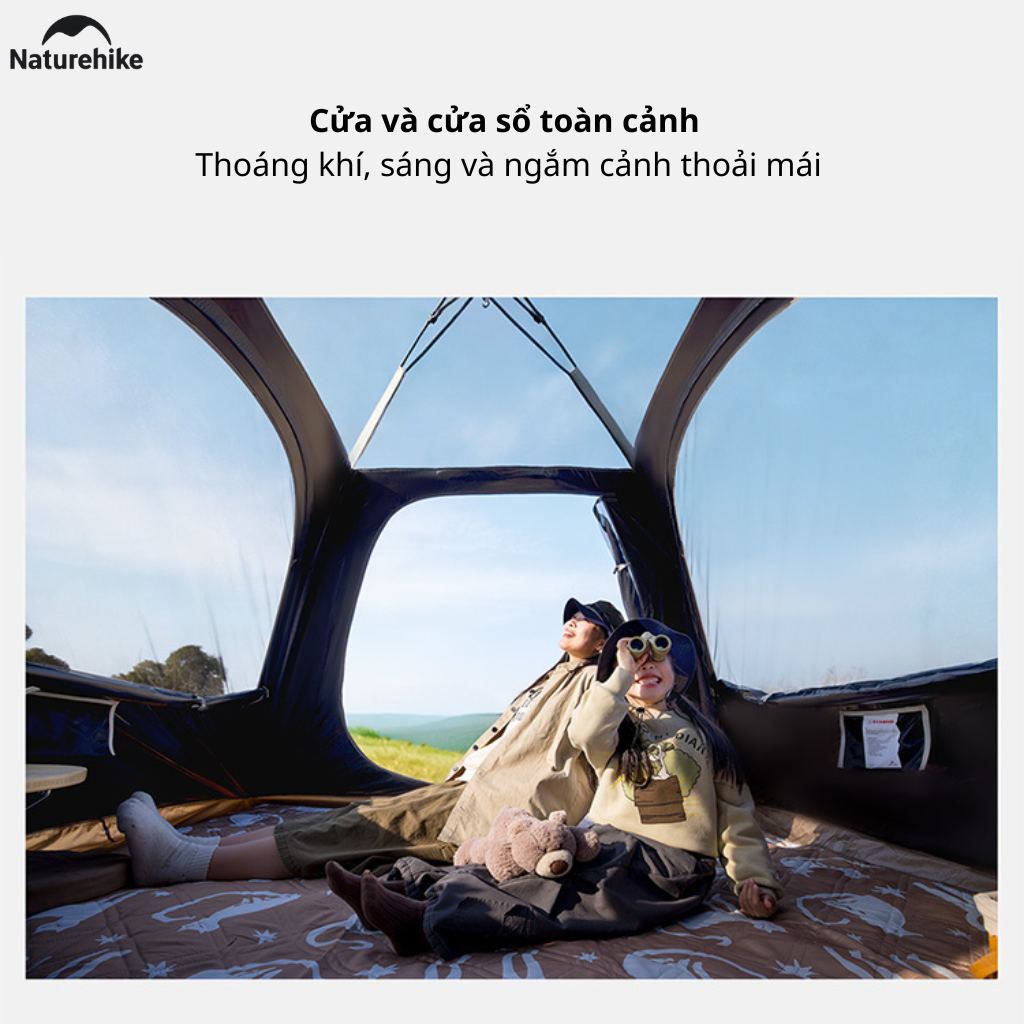 Lều Cắm Trại Tự Bung Naturehike CNK2650WS019 Có Tiền Sảnh 4 Người Chống Nắng UPF50+ Dựng Nhanh 3 Giây