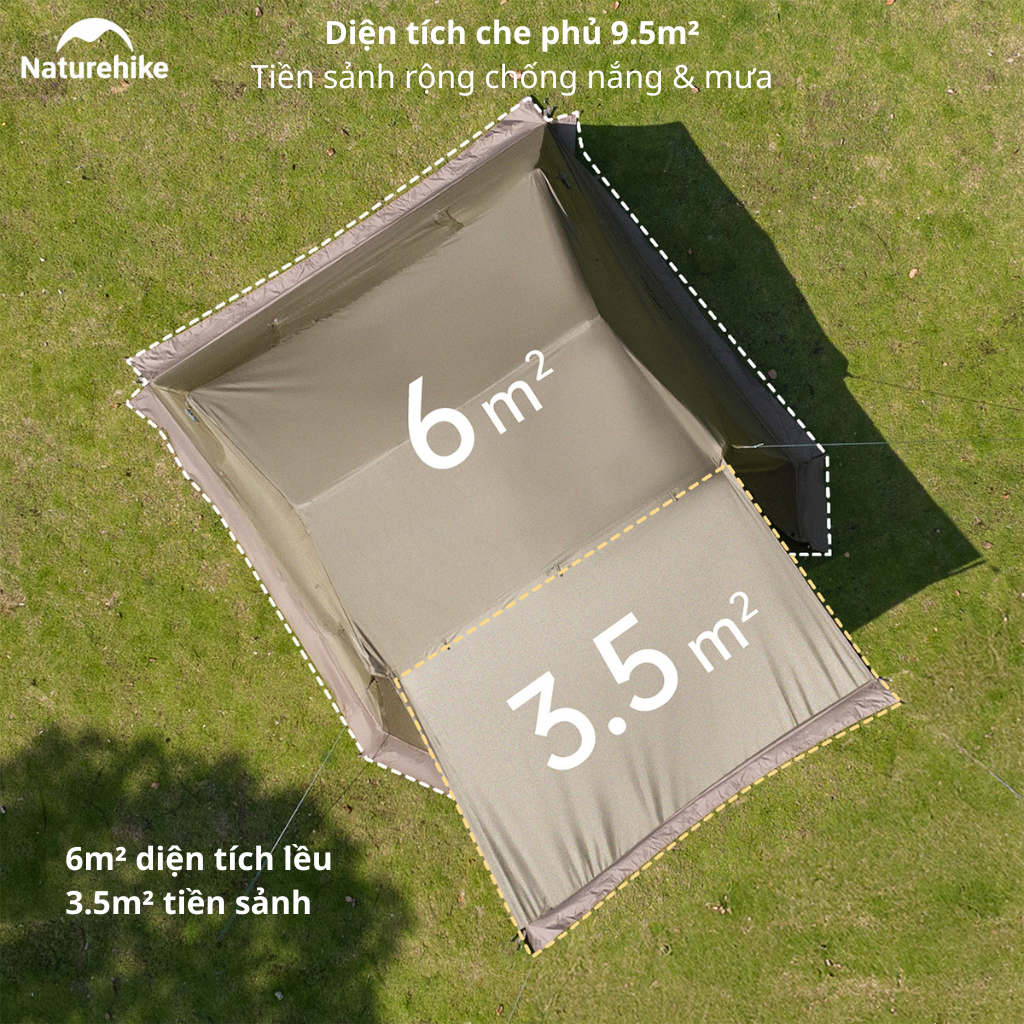 Lều Camping Naturehike CNK2550WS043 4 Người Dựng Nhanh Tự Bung Chống Mưa 2000mm Lều Gia Đình Cao 1m8