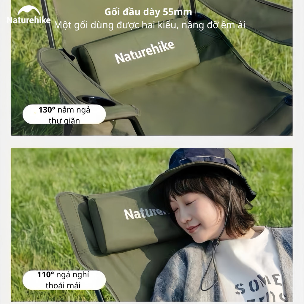 Ghế Xếp Ngả Lưng Camping CNK2650JJ020 Naturehike – Gác Chân Kéo Dài, Chỉnh 3 Mức Thư Giãn