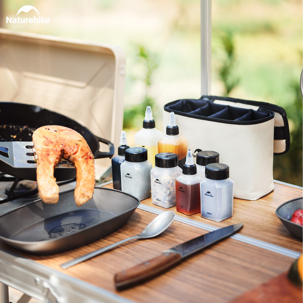 Bộ Chai Lọ Đựng Gia Vị CNH22CJ043 Naturehike Du Lịch Cắm Trại Mini 6/8 Món - Hộp Đựng Gia Vị Camping Chống Rò Rỉ
