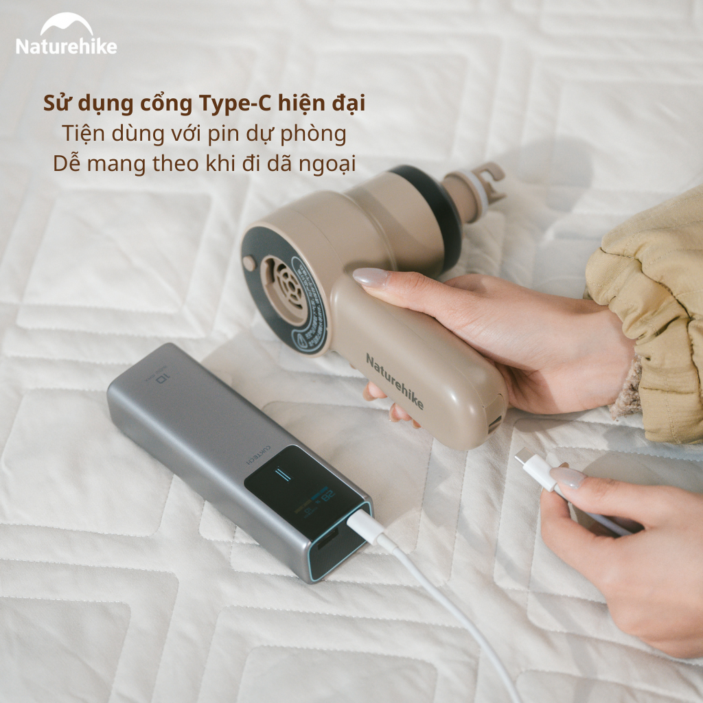 Máy Bơm Hơi Cầm Tay Mini CNK2450ZM017 Naturehike Sạc Type-C Đa Năng