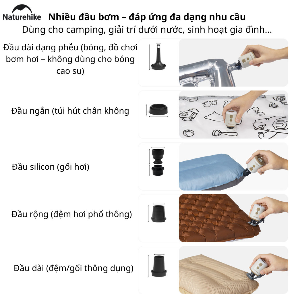 Máy Bơm Hơi Mini Đa Năng 3in1 Naturehike CNK2300DQ022