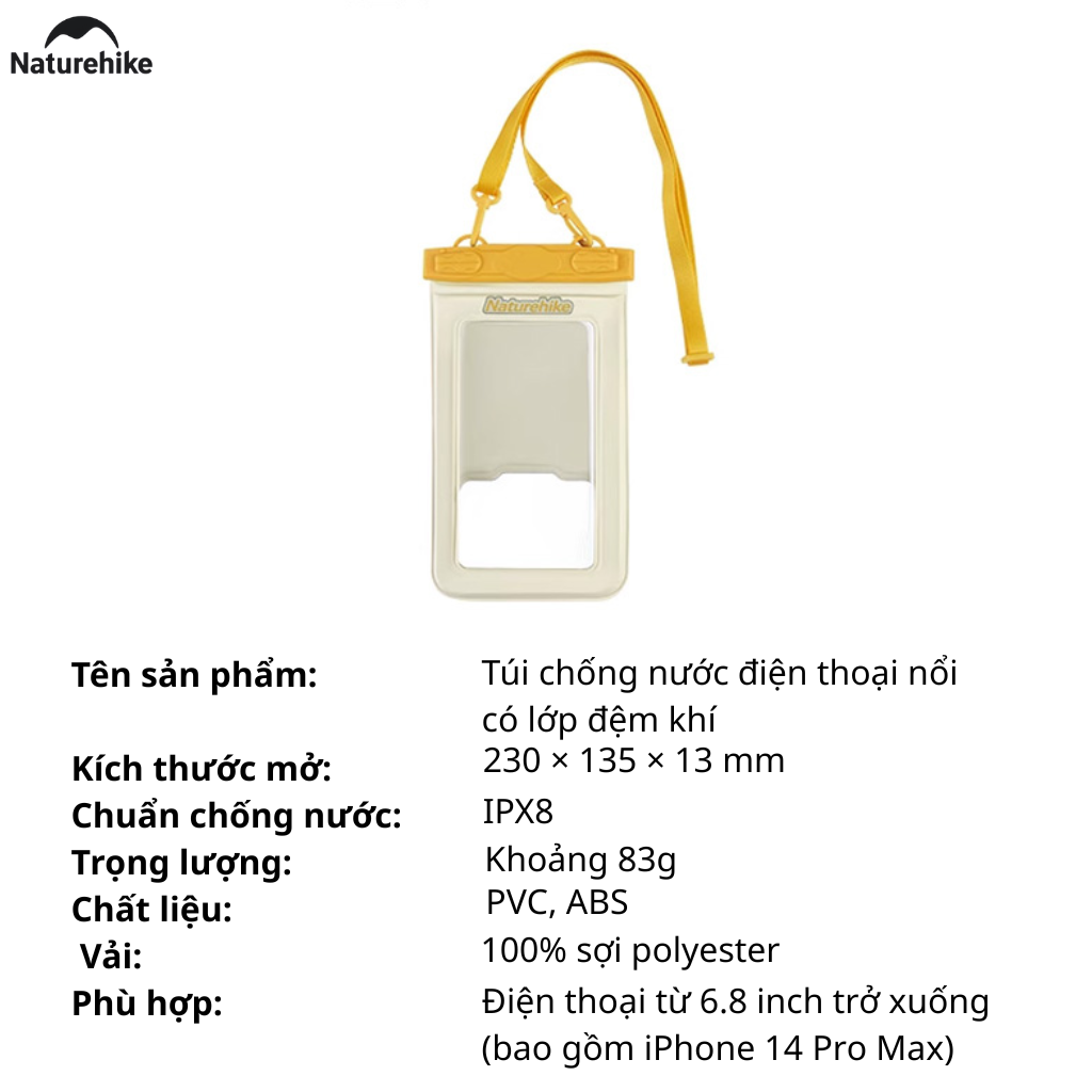 Túi chống nước bảo vệ điện thoại NATUREHIKE CNK2300BS015  – Dùng khi đi mưa, đi biển, du lịch