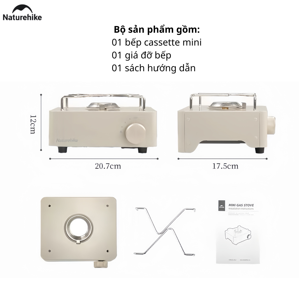 Bếp Gas Mini Cassette Naturehike CNH22CJ011 2KW – Bếp Gas Du Lịch Camping Gấp Gọn Đánh Lửa Tự Động