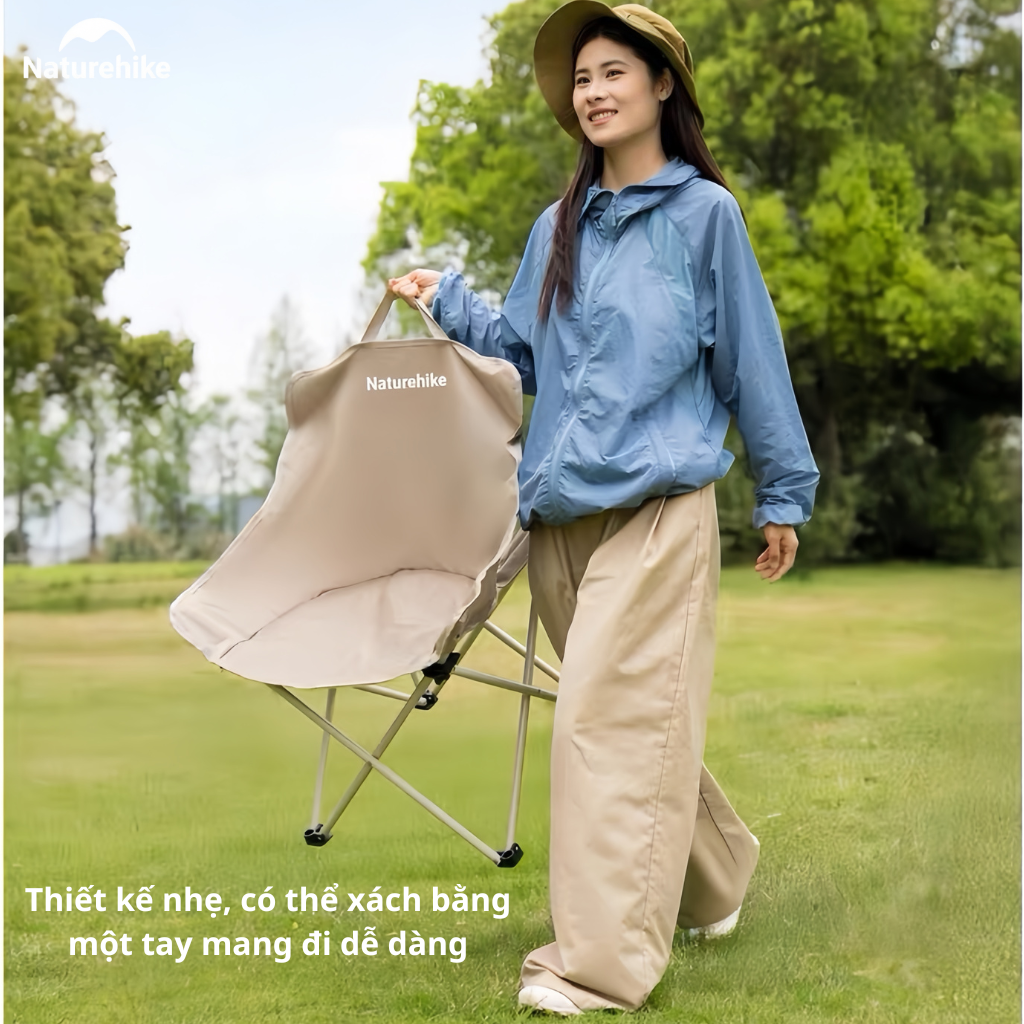 Ghế Mặt Trăng Naturehike CNH23JU13002 Gấp Gọn Có Túi Đựng Ghế Dã Ngoại Khung Thép Carbon
