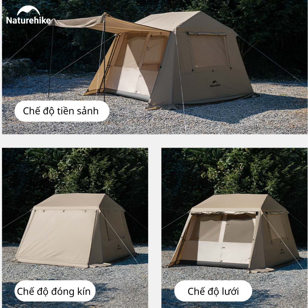 Lều Camping Naturehike CNK2550WS043 4 Người Dựng Nhanh Tự Bung Chống Mưa 2000mm Lều Gia Đình Cao 1m8