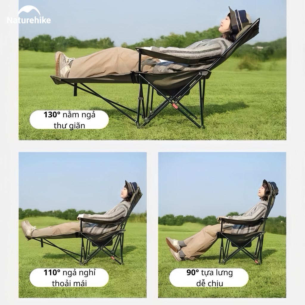 Ghế Xếp Ngả Lưng Camping CNK2650JJ020 Naturehike – Gác Chân Kéo Dài, Chỉnh 3 Mức Thư Giãn