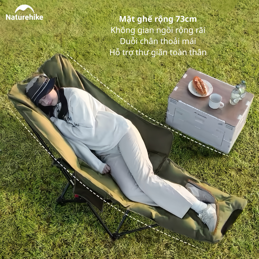 Ghế Xếp Camping Naturehike Sea Star 001 CNK2450JJ020 Có Gác Chân - Ghế Mặt Trăng Ngả Lưng Gấp Gọn