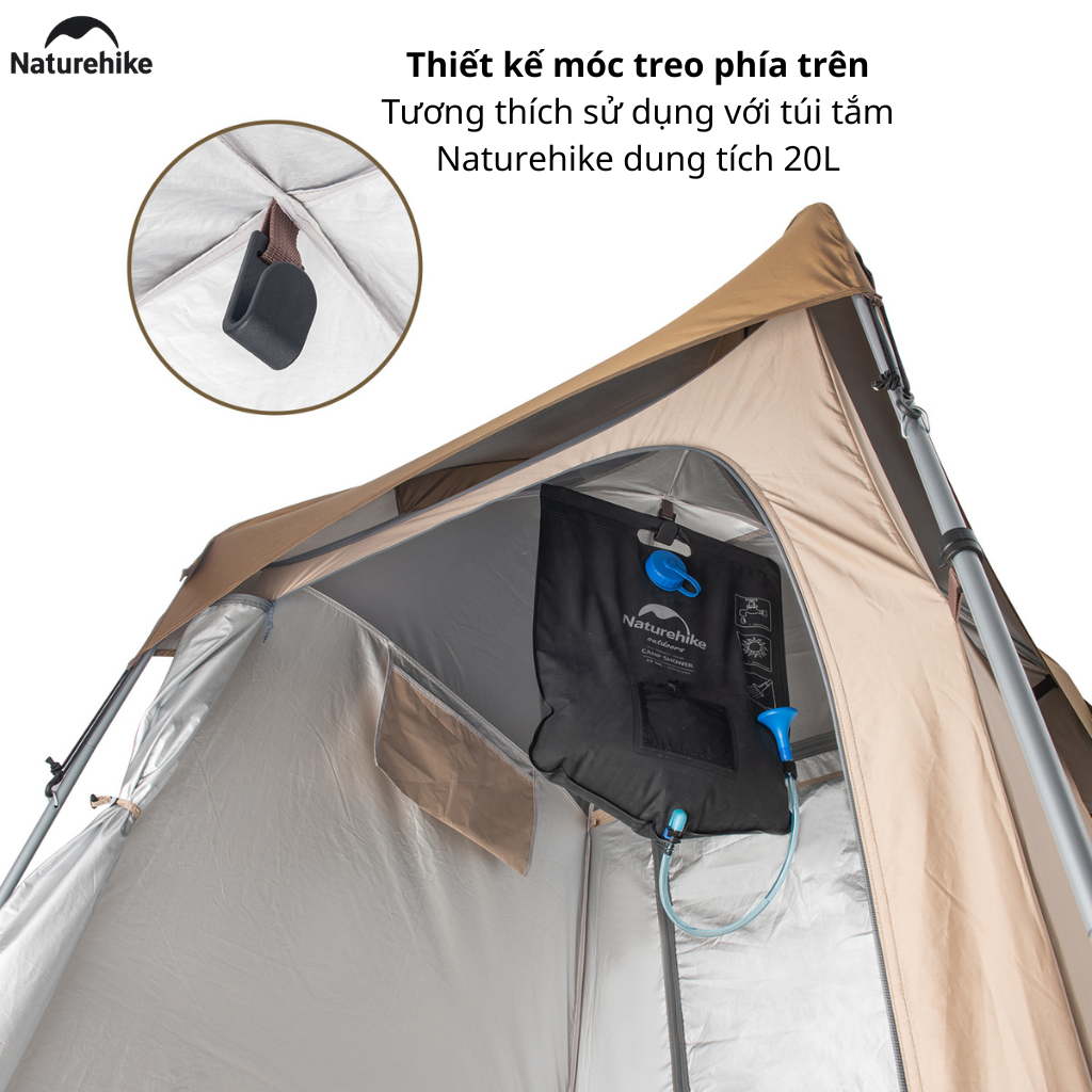 Lều Tắm Naturehike Outdoor Di Động NH21ZP005 Lều Thay Đồ Camping Chống Nước Có Móc Treo Túi Tắm