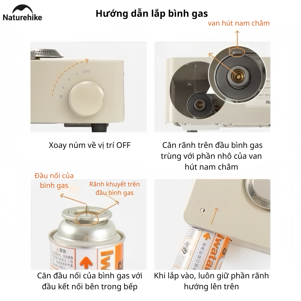 Bếp Gas Mini Cassette Naturehike CNH22CJ011 2KW – Bếp Gas Du Lịch Camping Gấp Gọn Đánh Lửa Tự Động