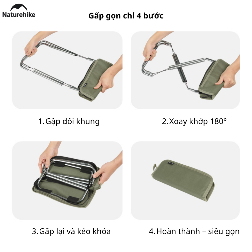 Ghế Camping Mini Naturehike  Gấp Gọn Siêu Nhẹ 325g – Ghế Dã Ngoại Câu Cá Picnic