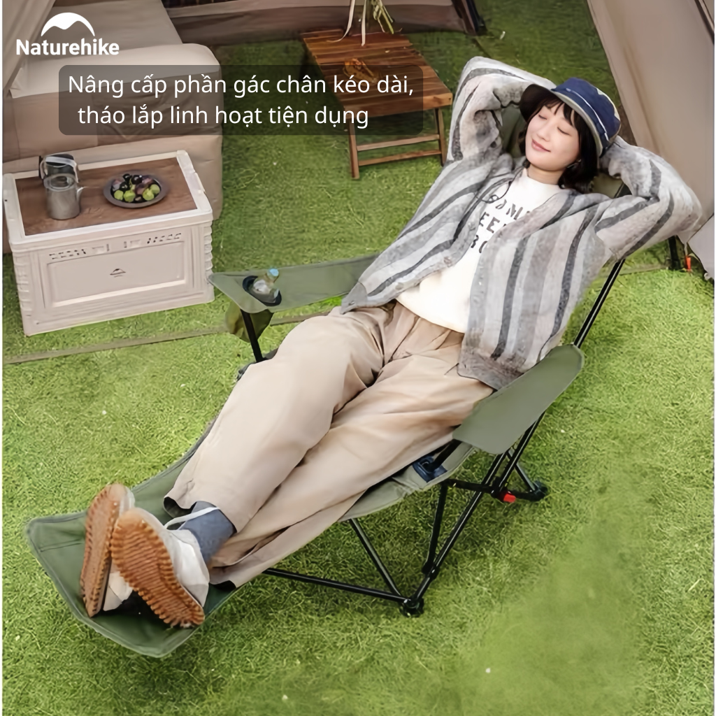 Ghế Xếp Ngả Lưng Camping CNK2650JJ020 Naturehike – Gác Chân Kéo Dài, Chỉnh 3 Mức Thư Giãn