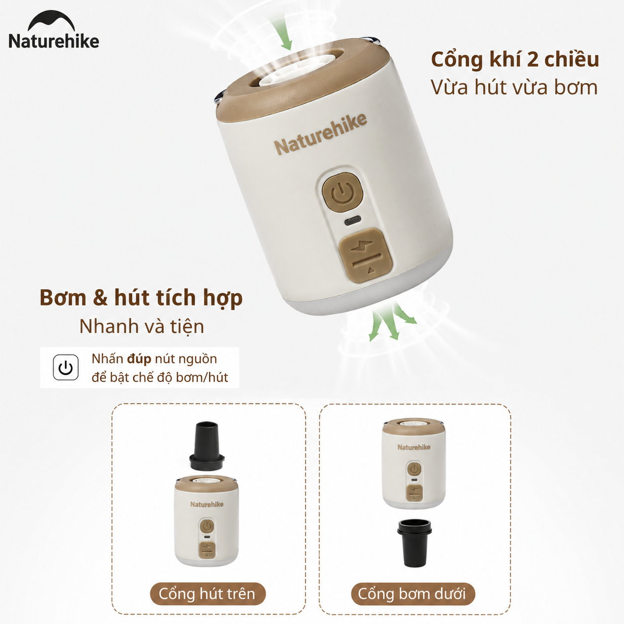 Máy Bơm Hơi Mini Đa Năng 3in1 Naturehike CNK2300DQ022