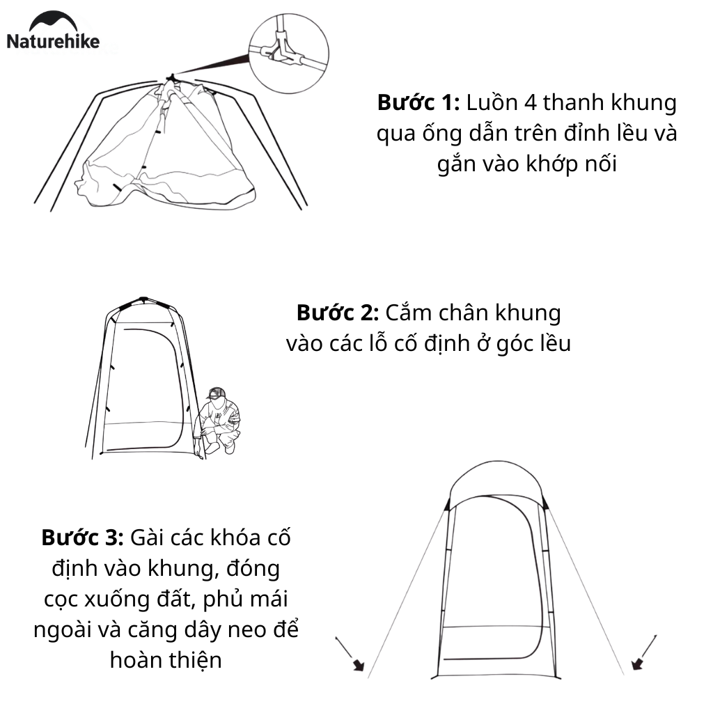 Lều Tắm Naturehike Outdoor Di Động NH21ZP005 Lều Thay Đồ Camping Chống Nước Có Móc Treo Túi Tắm