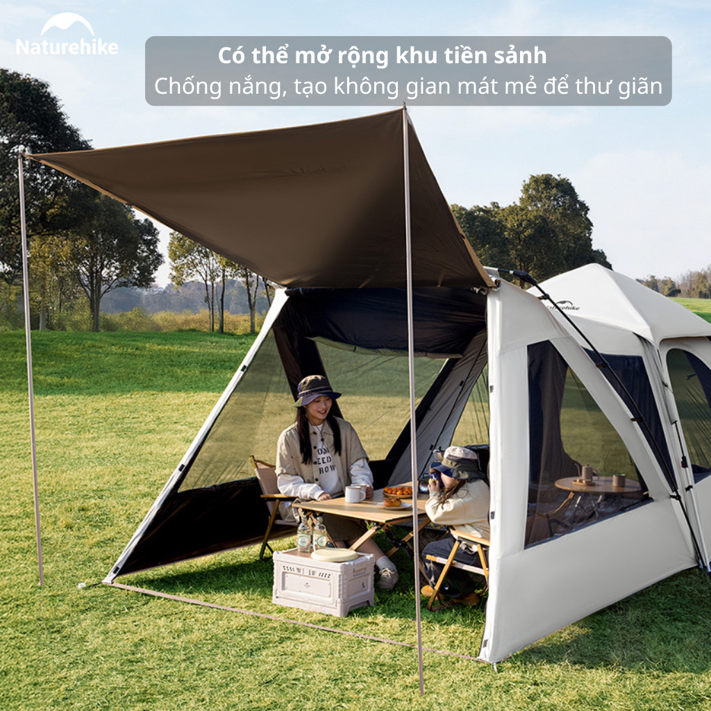 Lều Cắm Trại Tự Bung Naturehike CNK2650WS019 Có Tiền Sảnh 4 Người Chống Nắng UPF50+ Dựng Nhanh 3 Giây