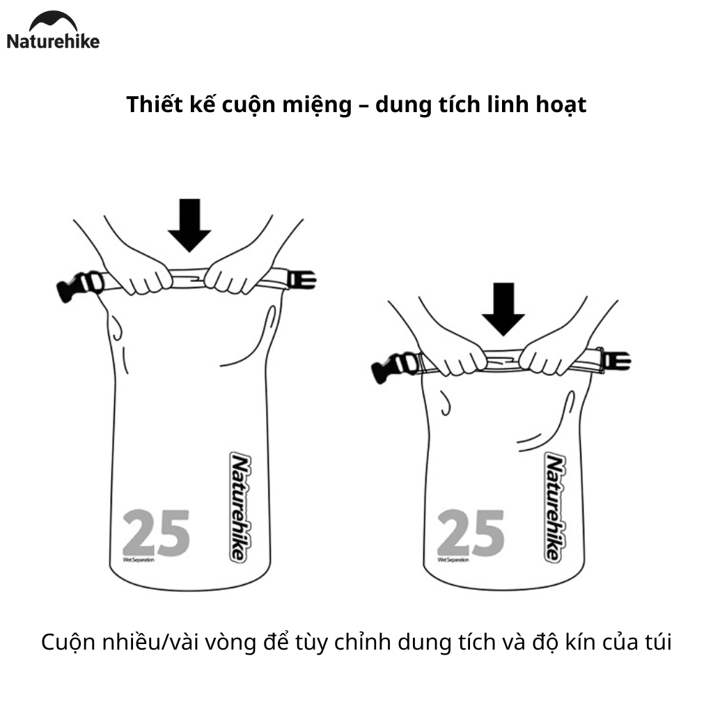 Túi chống nước NATUREHIKE CNK2300BS017 giúp bảo quản đồ dùng khô ráo khi du lịch