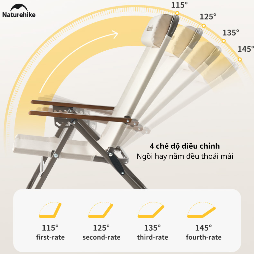 Ghế Xếp Camping Naturehike CNK2550JJ012 Low Chair Gấp Gọn 4 Mức Chỉnh – Ghế Dã Ngoại Tựa Lưng Cao Có Gối