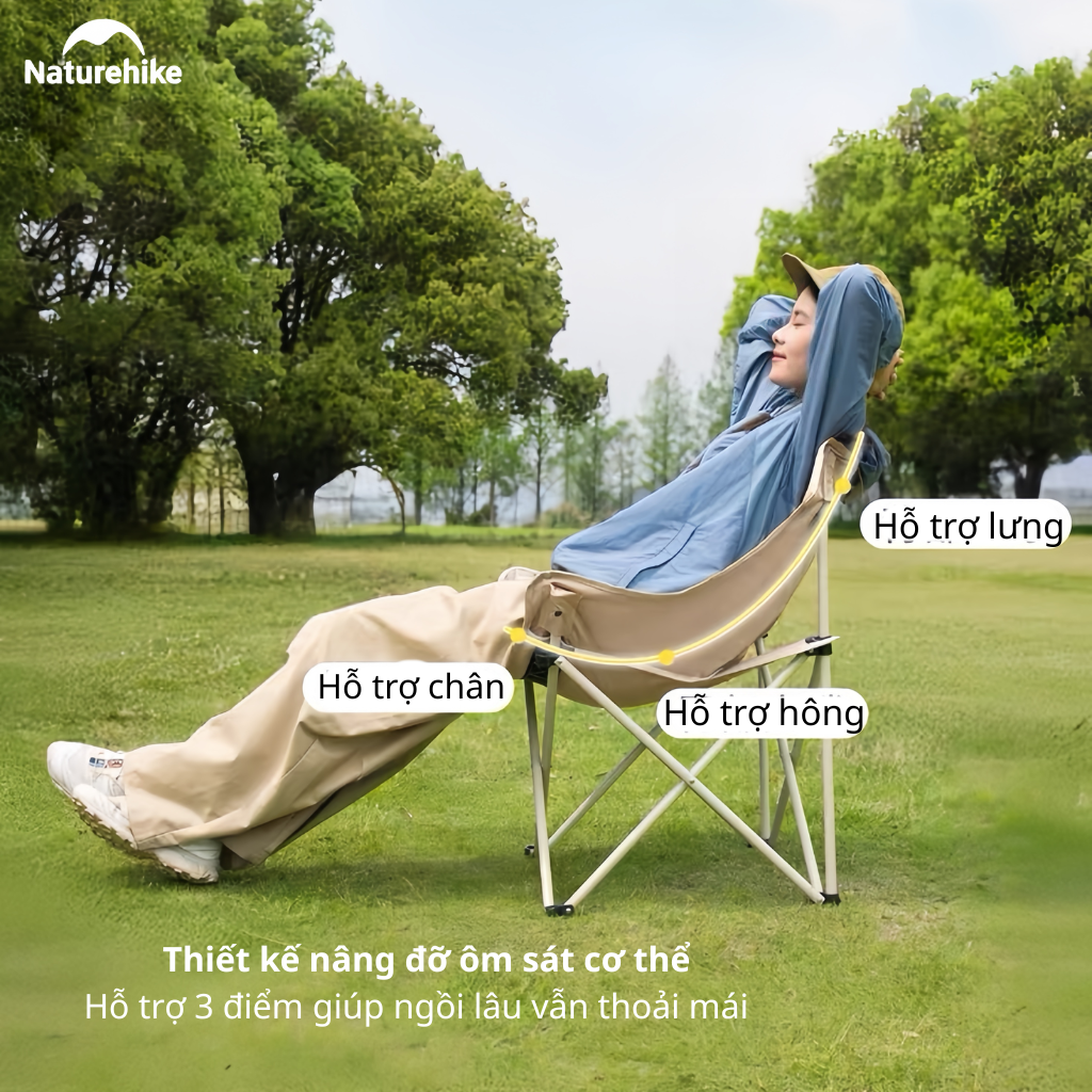 Ghế Mặt Trăng Naturehike CNH23JU13002 Gấp Gọn Có Túi Đựng Ghế Dã Ngoại Khung Thép Carbon