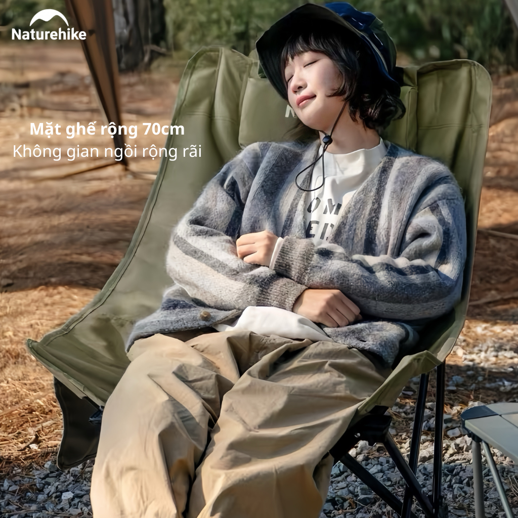 Ghế Xếp Dã Ngoại CNK2550JJ019,20 Naturehike Ghế Camping Ngả Lưng Có Gối Gấp Gọn Khung Thép Carbon
