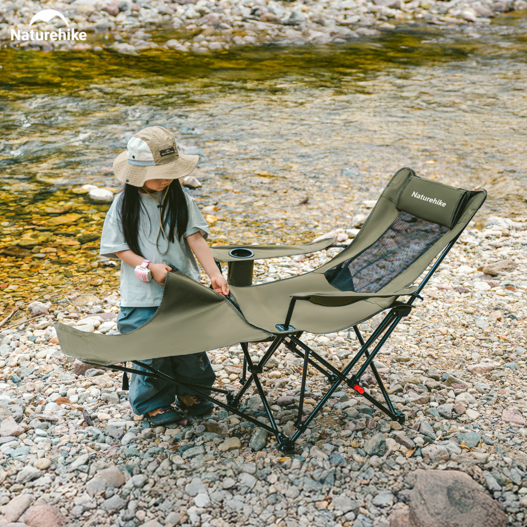Ghế Xếp Camping Naturehike CNK2550JJ023 Có Gác Chân Lưới Ngả 130° Ghế Dã Ngoại Gấp Gọn Thoáng Khí