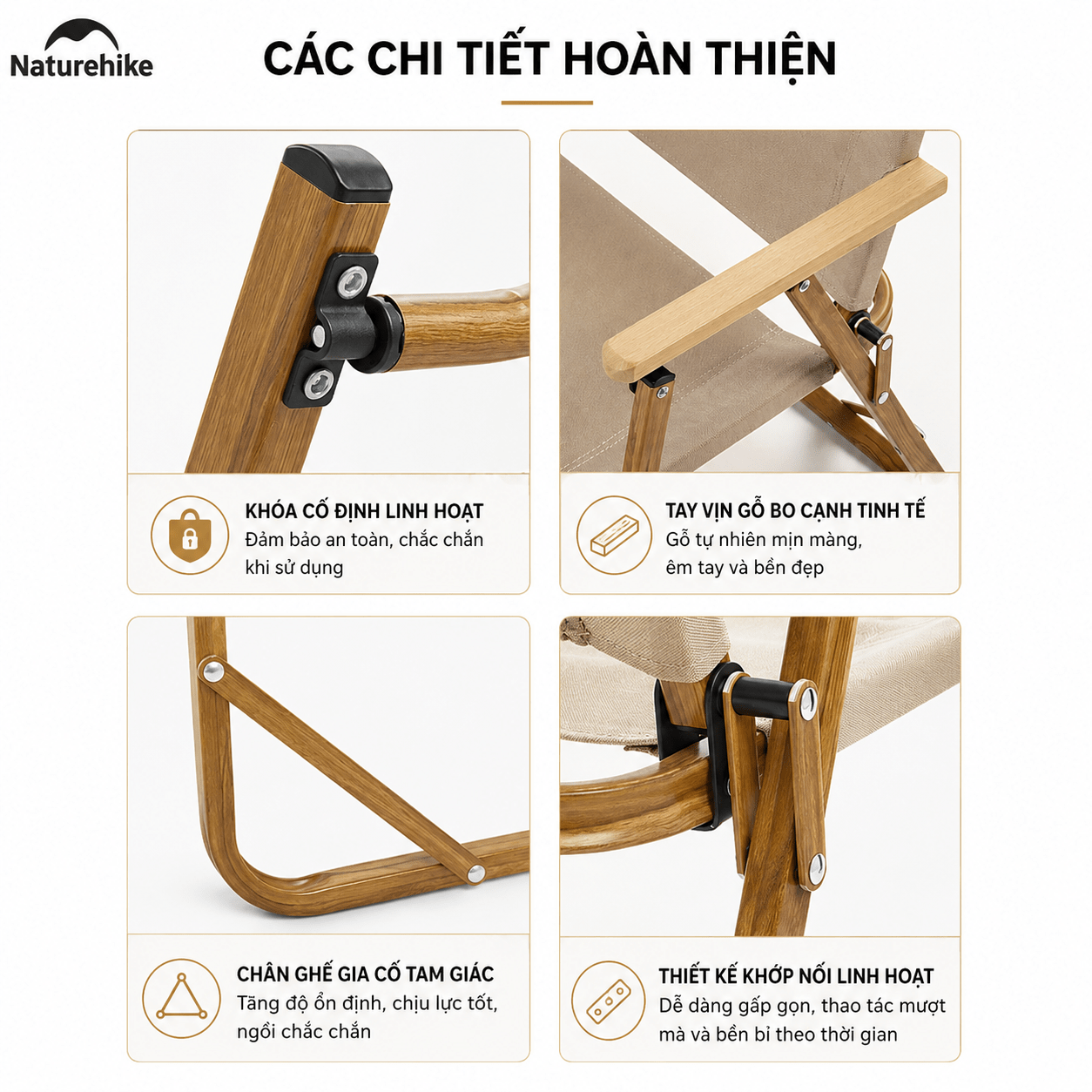 Ghế gấp gọn có tay vịn Naturehike NH19Y002-D, Ghế camping cao cấp