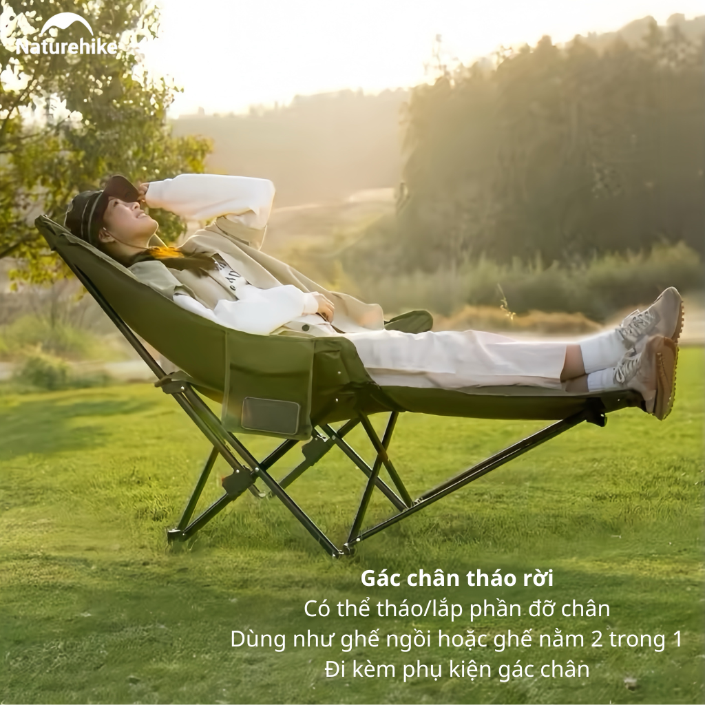 Ghế Xếp Camping Naturehike Sea Star 001 CNK2450JJ020 Có Gác Chân - Ghế Mặt Trăng Ngả Lưng Gấp Gọn