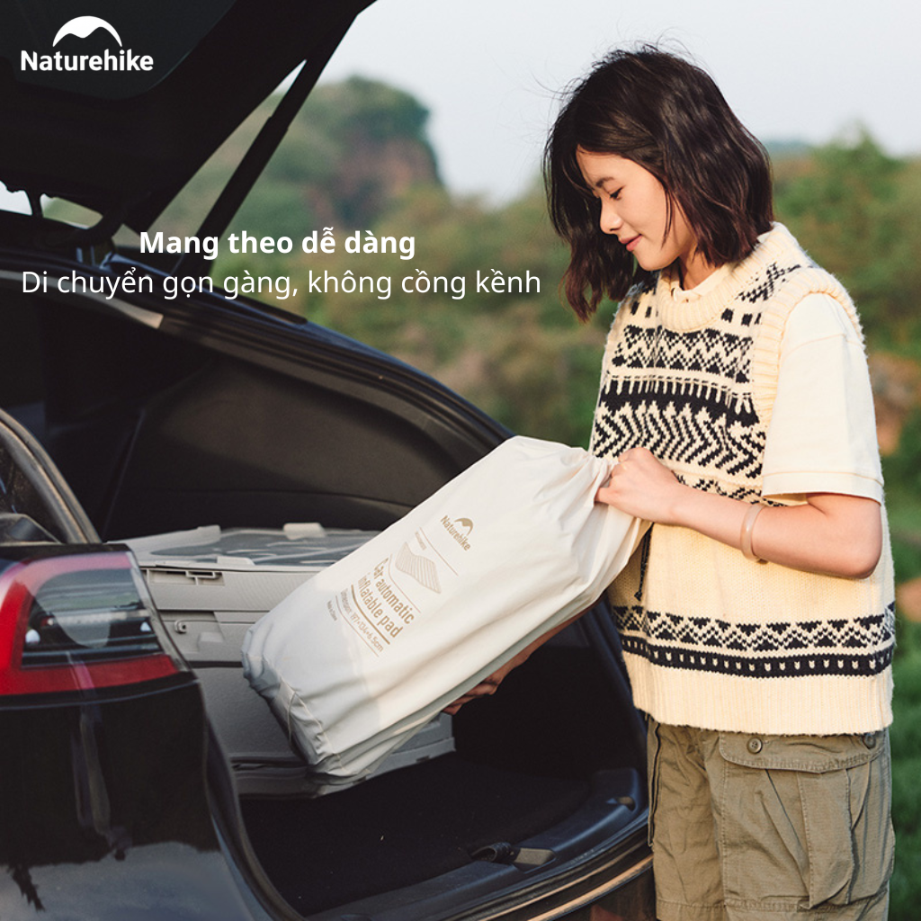 Đệm Hơi Tự Bơm Naturehike CNK2450WS010 Cho Ô Tô SUV MPV Du Lịch Camping Gấp Gọn Êm Ái 197x134x6.5cm