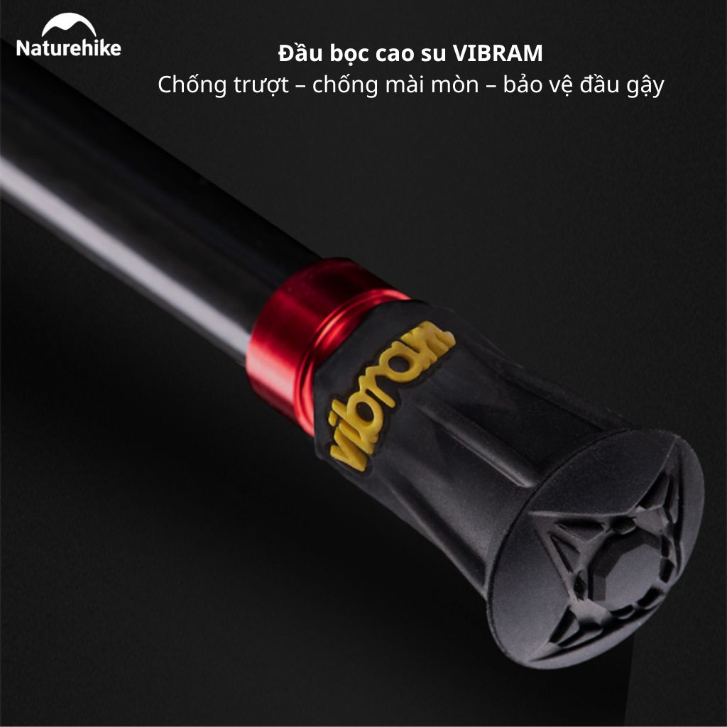 Gậy Trekking Naturehike NH19S010-T Sợi Carbon Siêu Nhẹ 135g Gấp Gọn Điều Chỉnh 57-130cm Leo Núi Dã Ngoại (TẶNG KÈM HỘP)