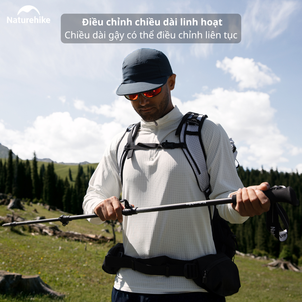 Gậy Leo Núi Naturehike CNK2300DS010 Carbon 3K Siêu Nhẹ – Gậy Trekking Gấp Gọn Điều Chỉnh Chiều Cao
