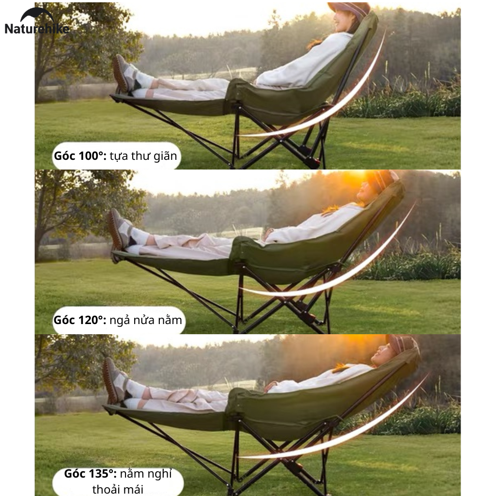Ghế Xếp Camping Naturehike Sea Star 001 CNK2450JJ020 Có Gác Chân - Ghế Mặt Trăng Ngả Lưng Gấp Gọn
