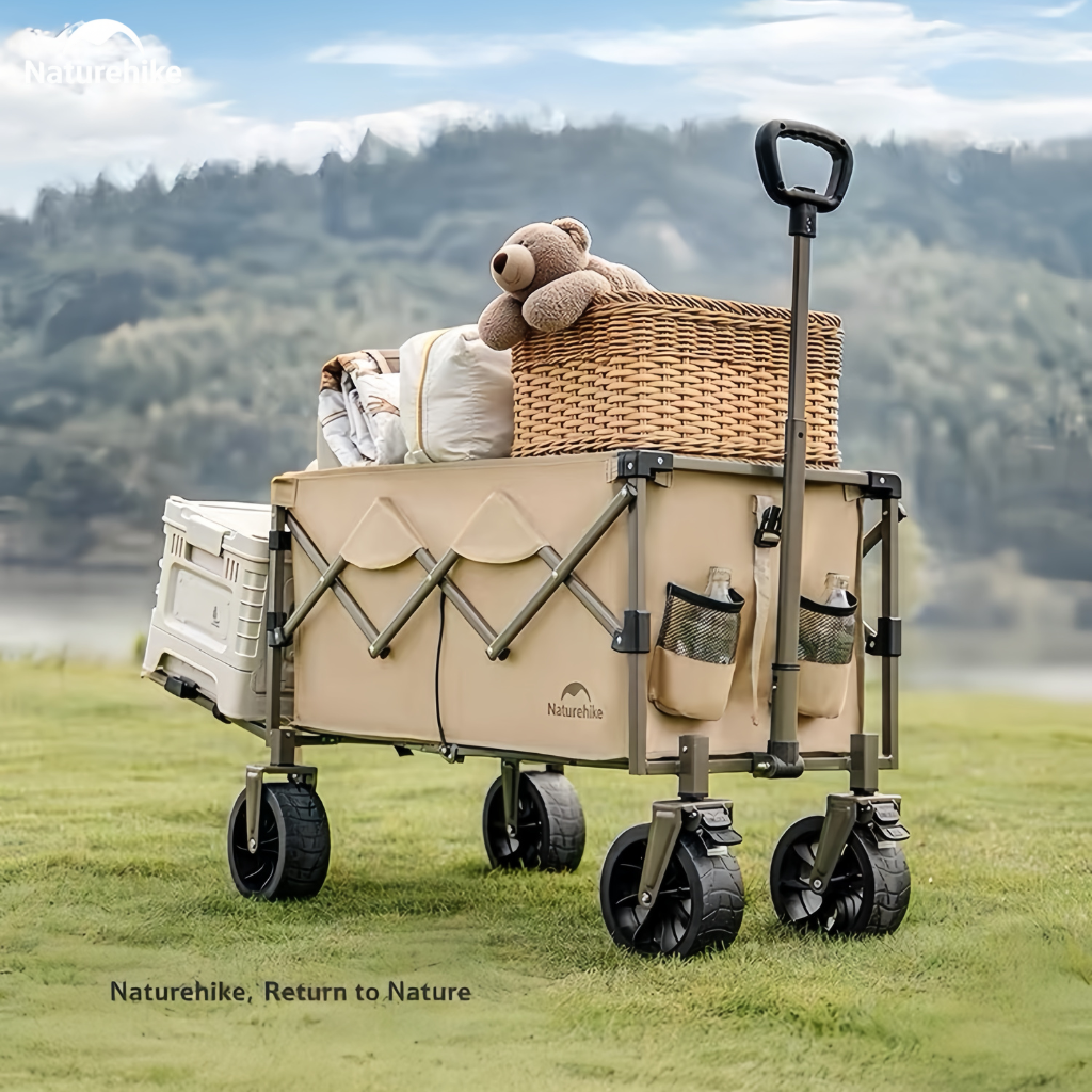 Xe Kéo Gấp Gọn CNK2350JJ012 Naturehike - Xe Đẩy Camping Dã Ngoại Có Phanh, Gấp Gọn, Mở Rộng Đuôi Xe