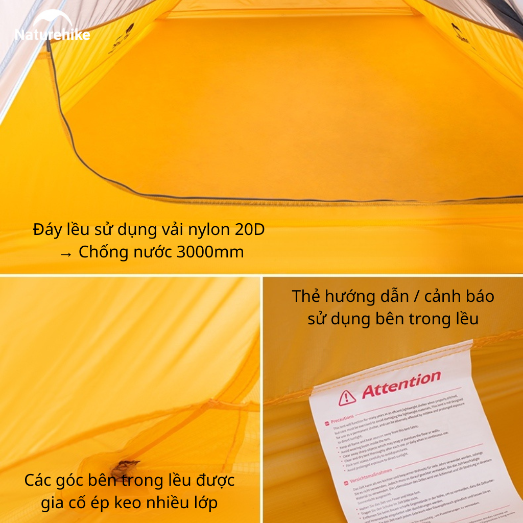 Lều Naturehike NH19ZP017 Cloud Up 1 Người Siêu Nhẹ 930g Chống Nước 3000mm Lều Camping Dã Ngoại