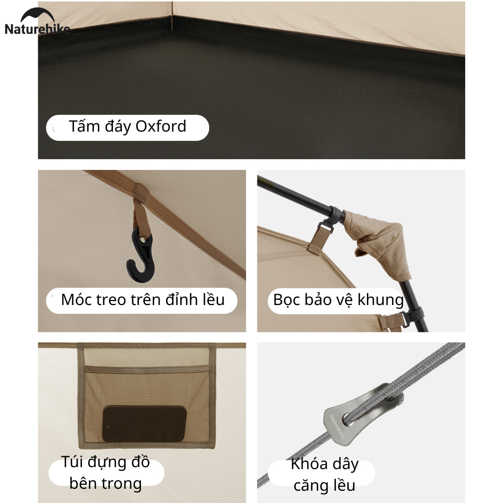 Lều Camping Naturehike CNK2550WS043 4 Người Dựng Nhanh Tự Bung Chống Mưa 2000mm Lều Gia Đình Cao 1m8