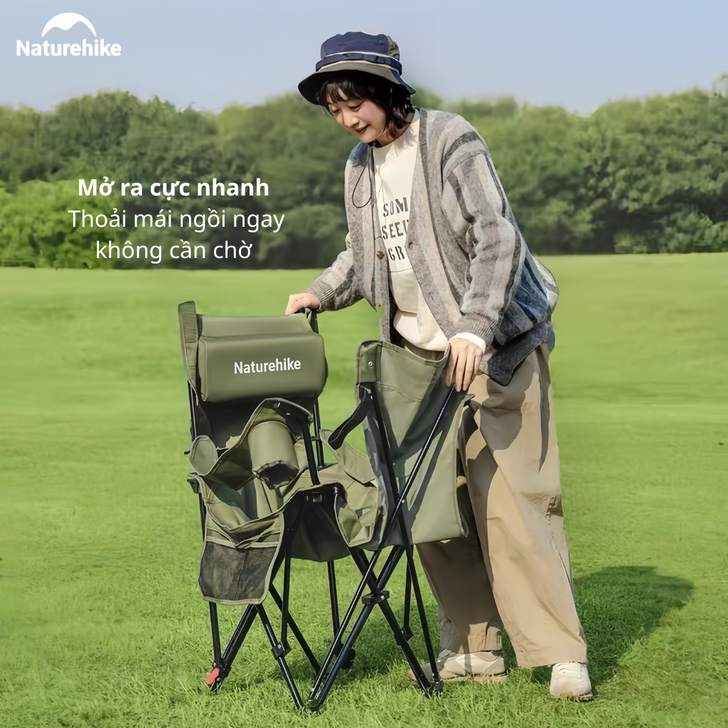 Ghế Xếp Ngả Lưng Camping CNK2650JJ020 Naturehike – Gác Chân Kéo Dài, Chỉnh 3 Mức Thư Giãn